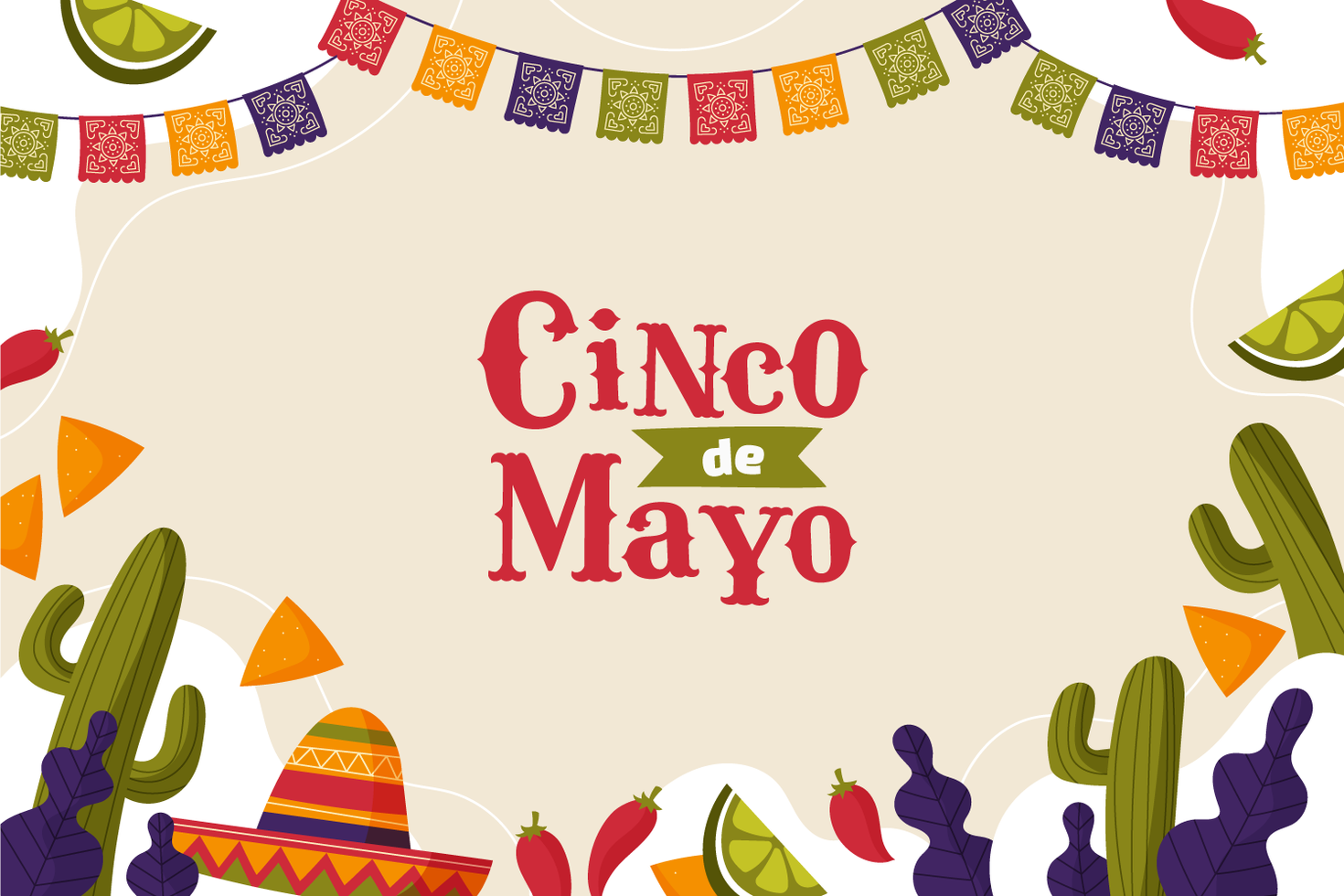 fondo cinco de mayo en estilo plano vector