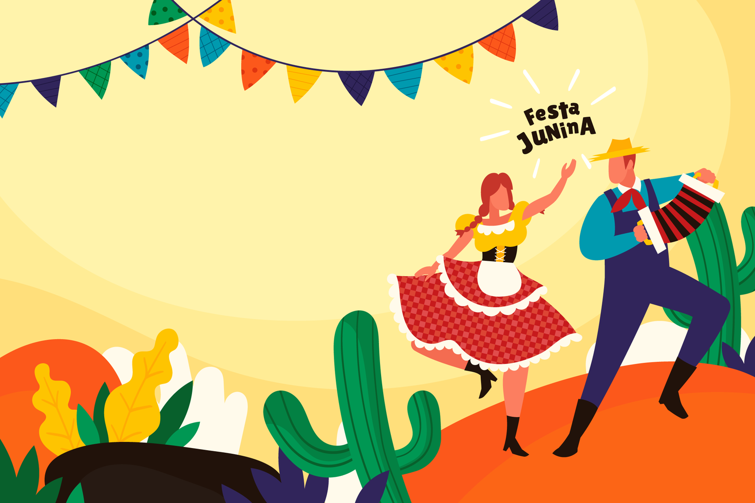 concepto de fondo de festa junina en estilo plano vector