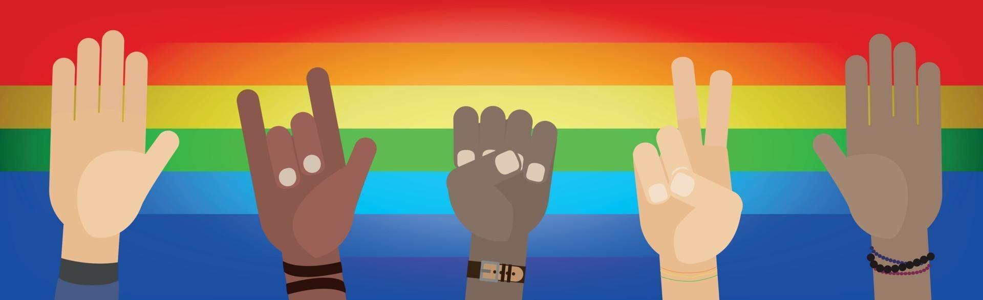 Hand gestures of people of different races and different sexual orientations vector