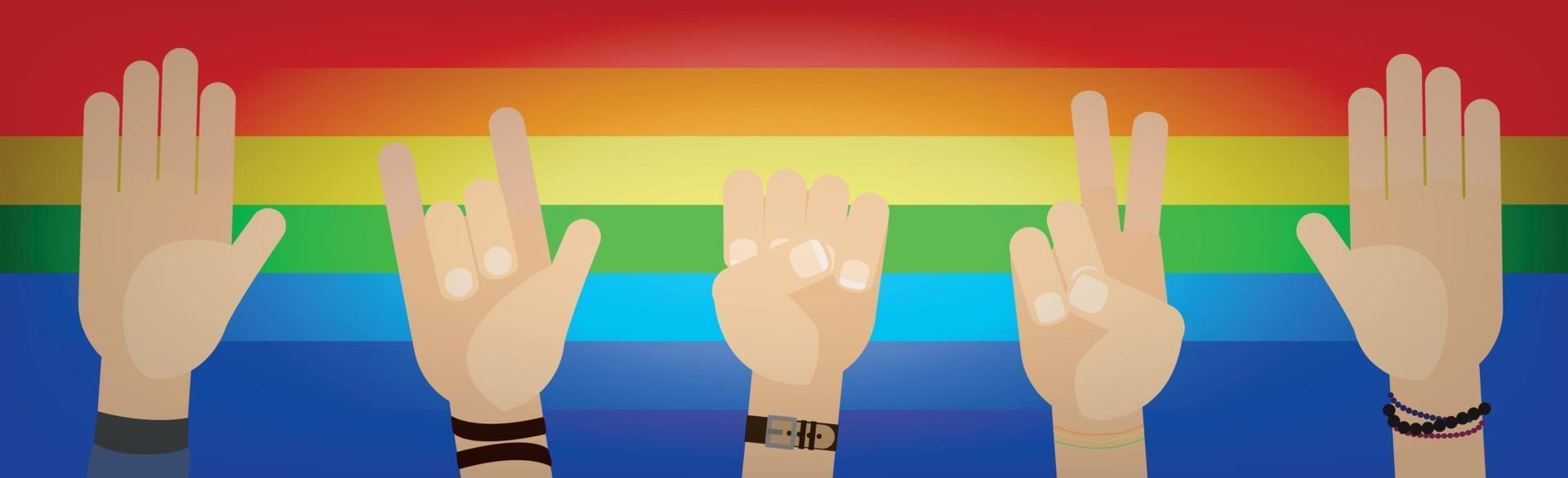 Hand gestures of people of different races and different sexual orientations vector