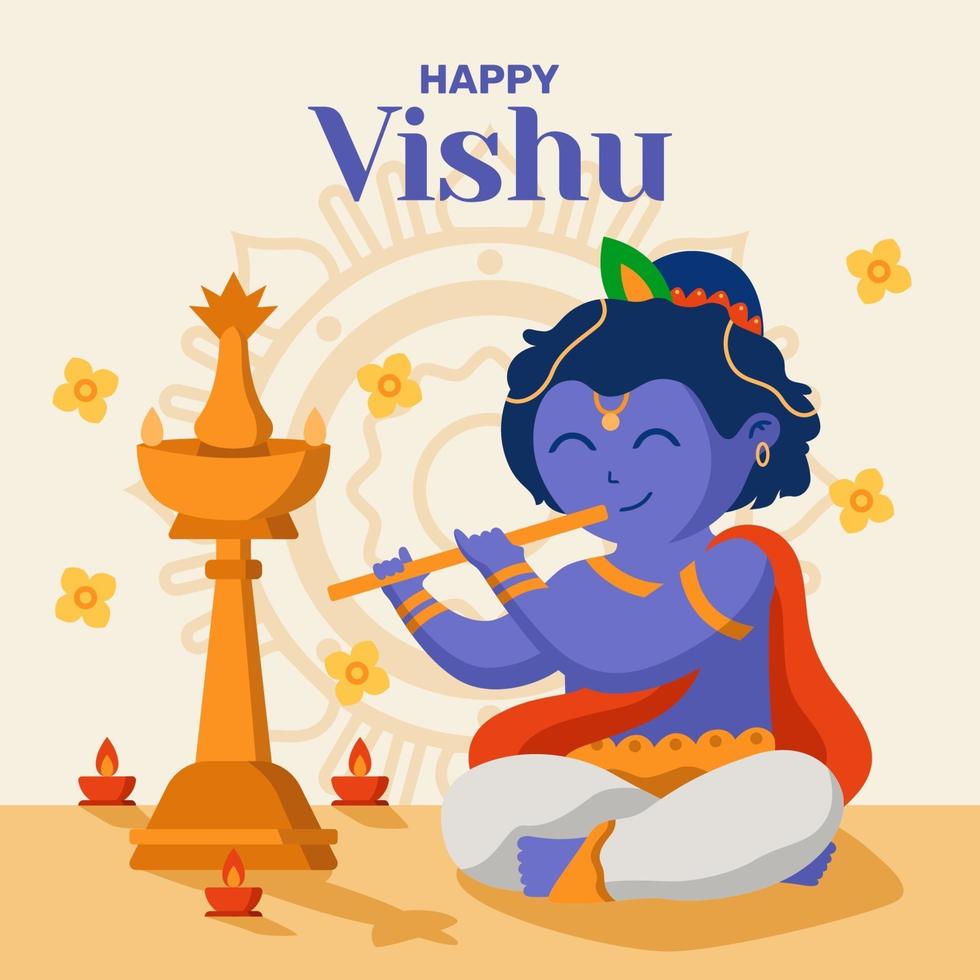 Happy Vishu Festival Celebration vector