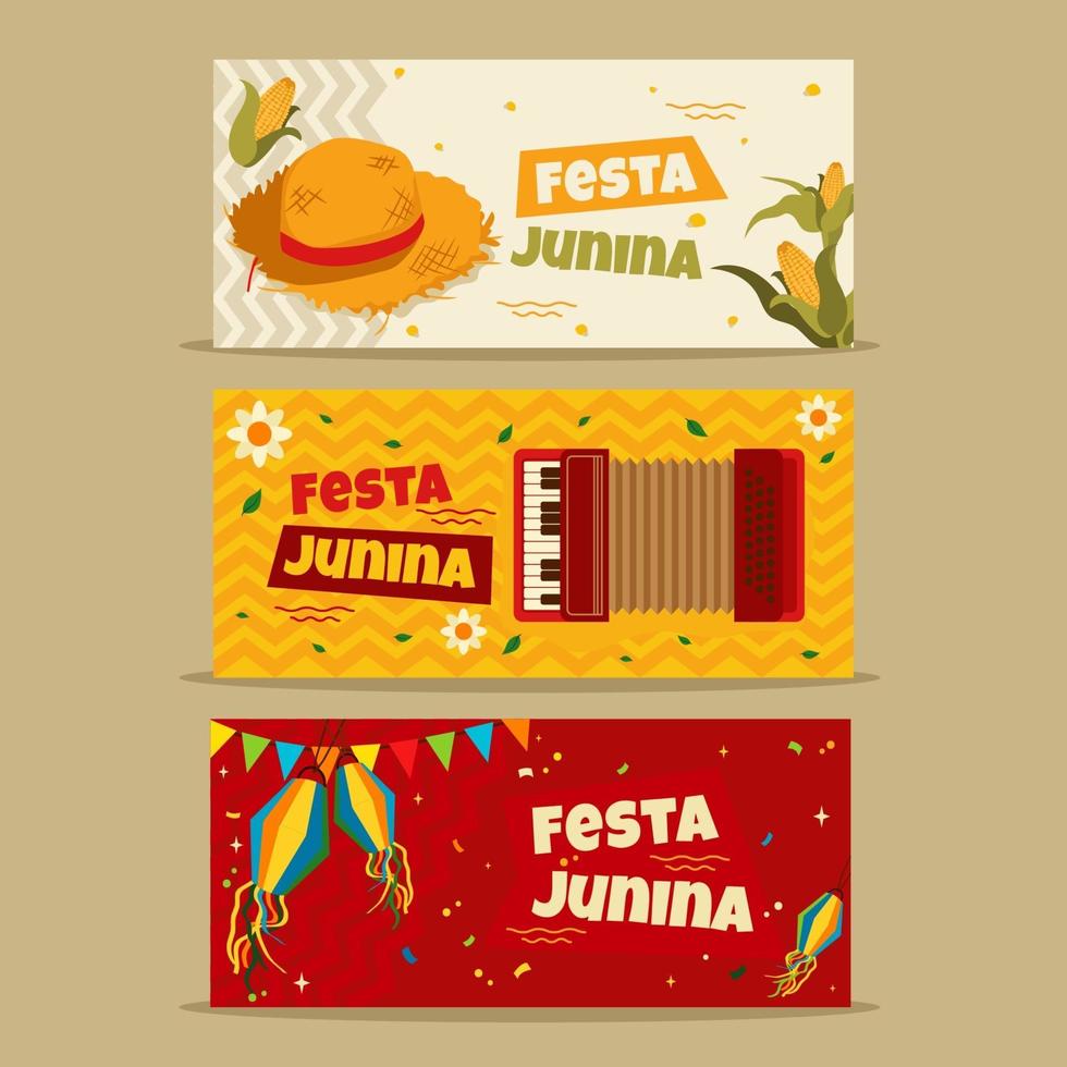 conjunto de banners de festa junina vector