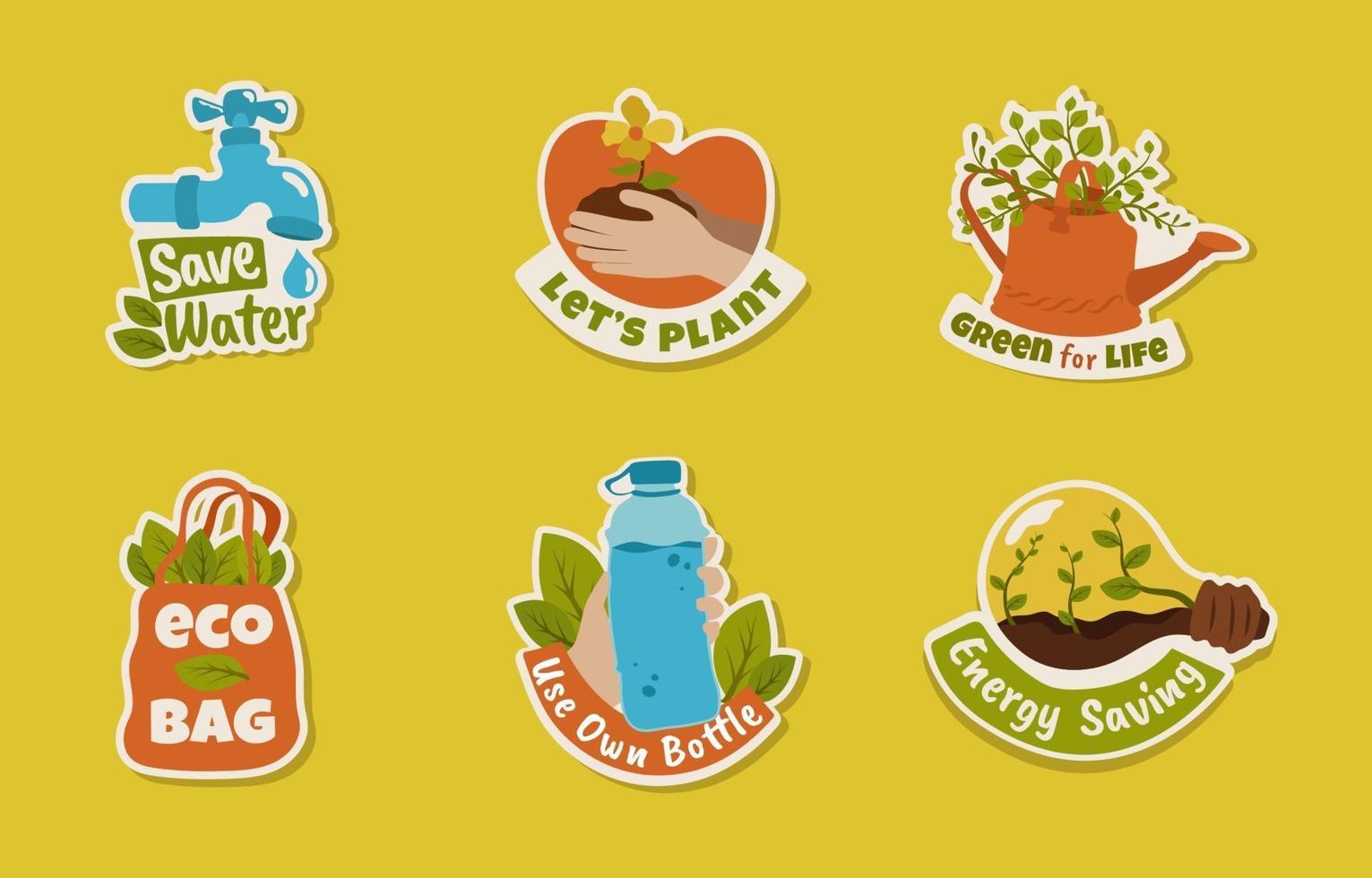 Earth Day Living Badge Collection vector