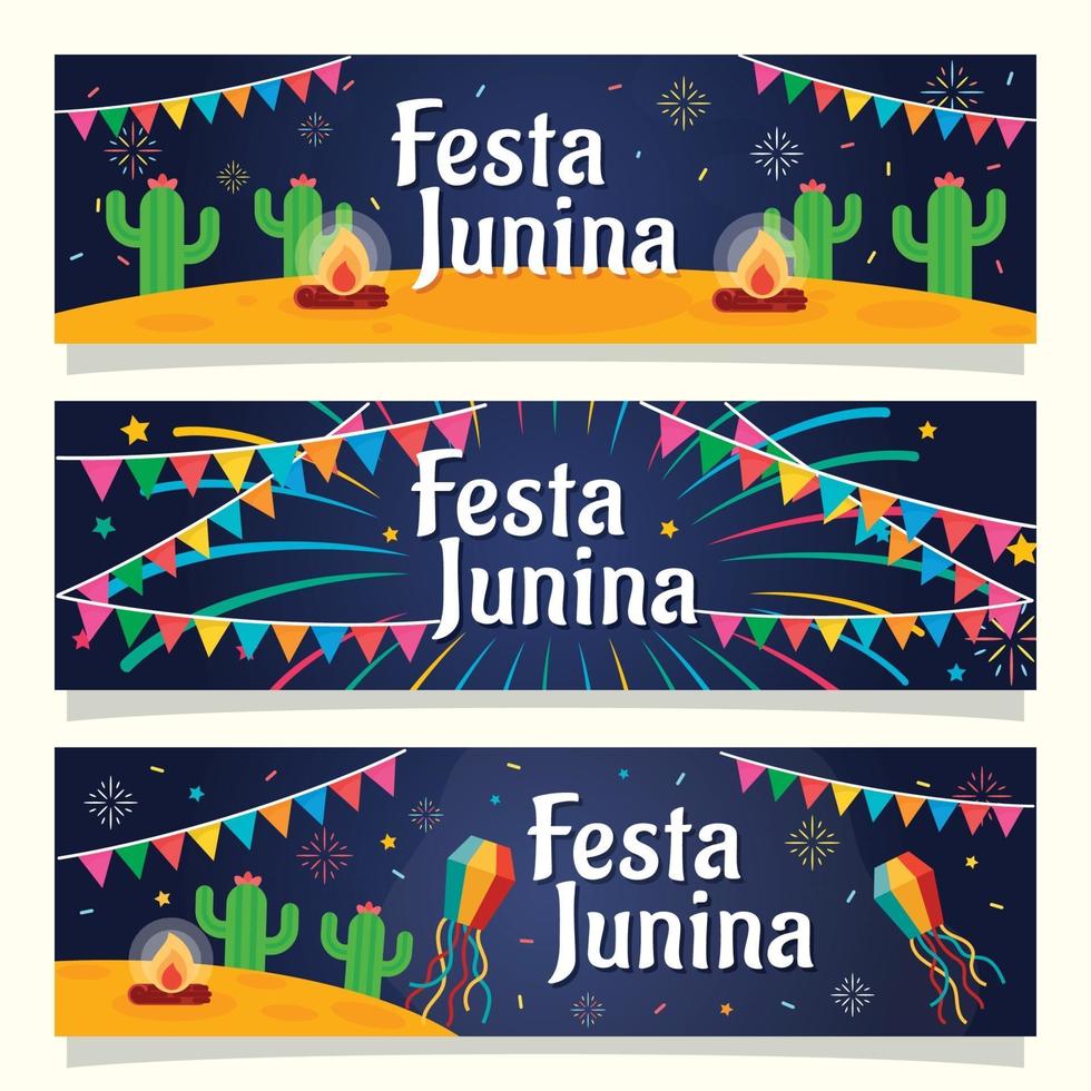 conjunto de banners de festa junina vector