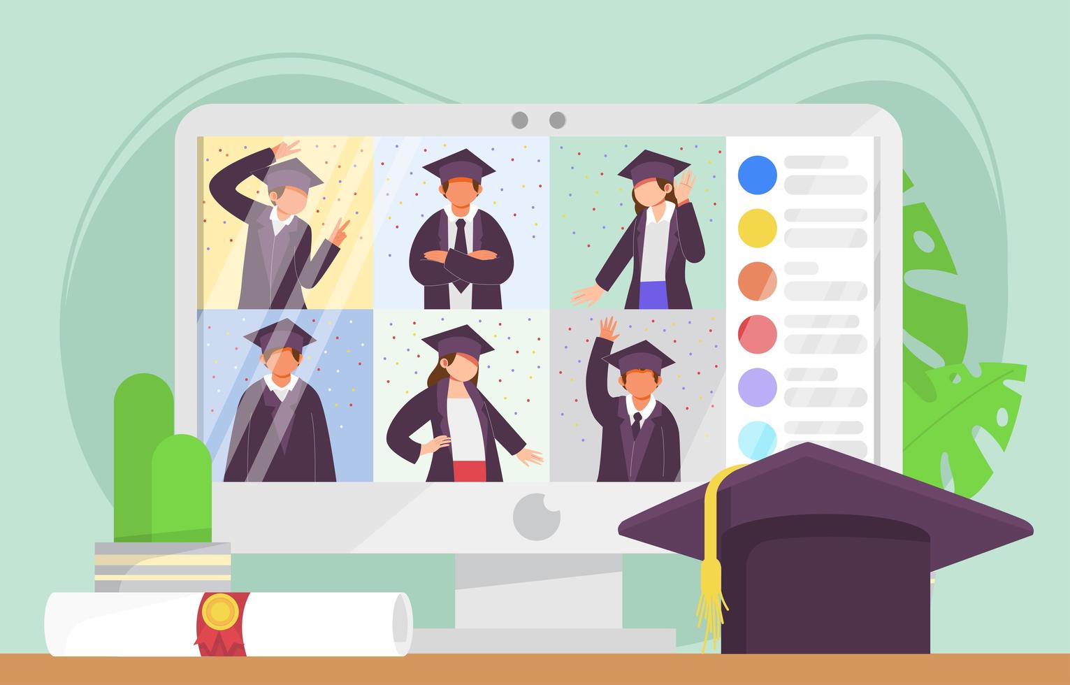 diseño de concepto de graduación en línea vector