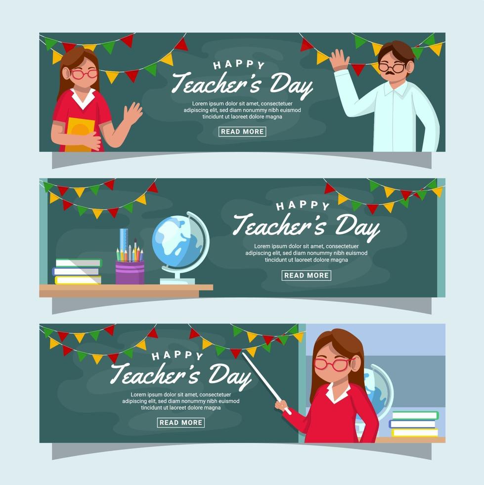 Happy Teacher's Day Banner Collection vector