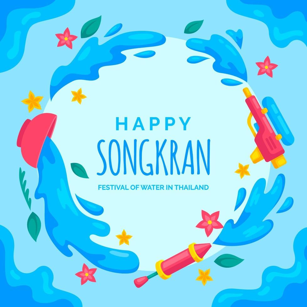 Songkran Background in Flat Design Style vector