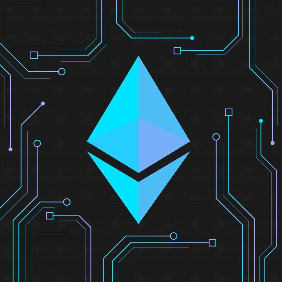 Ethereum gradient design with circuits. vector