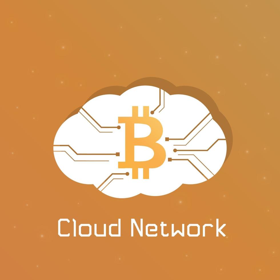 Bitcoin cloud network concept icon. vector