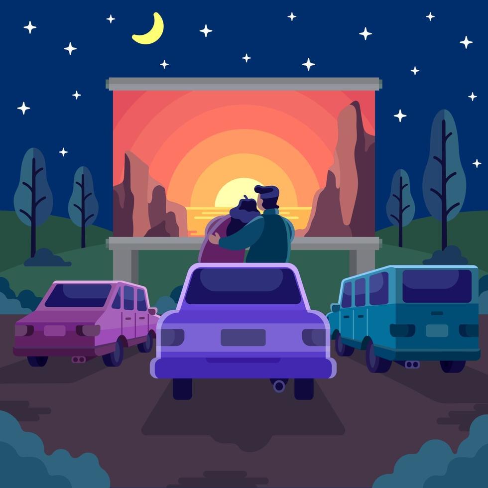 Drive In Cinema Concept vector