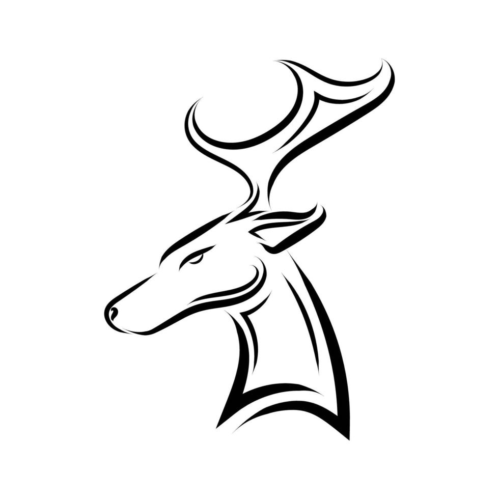 Black and white line art of deer head. vector