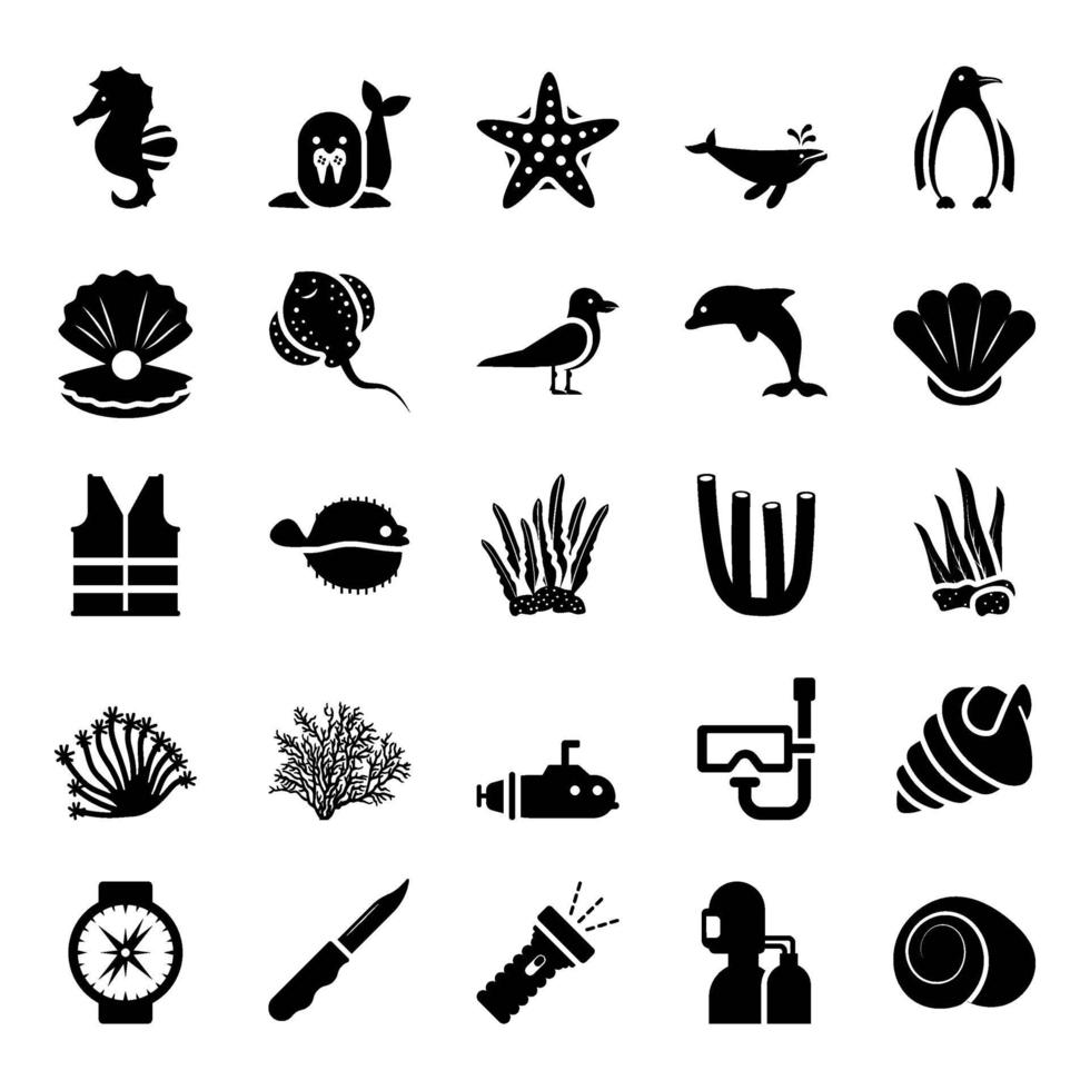 Sailing Elements and Marine Life vector