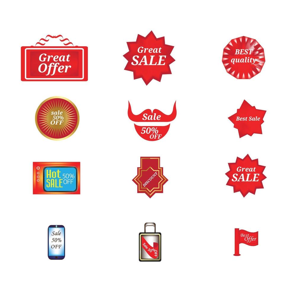 sticker sale collection set vector template