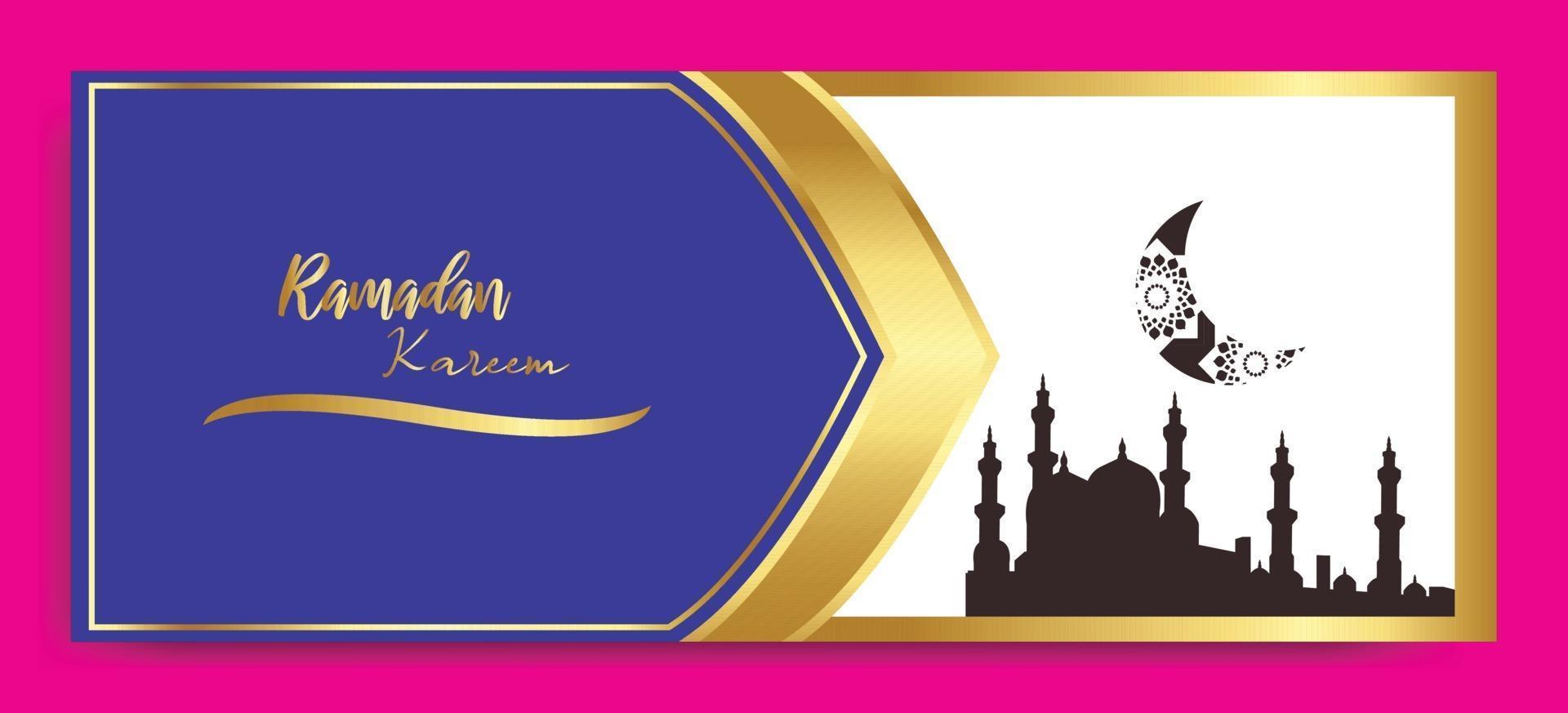 elegant ramadan background banner blue white gold colour vector template