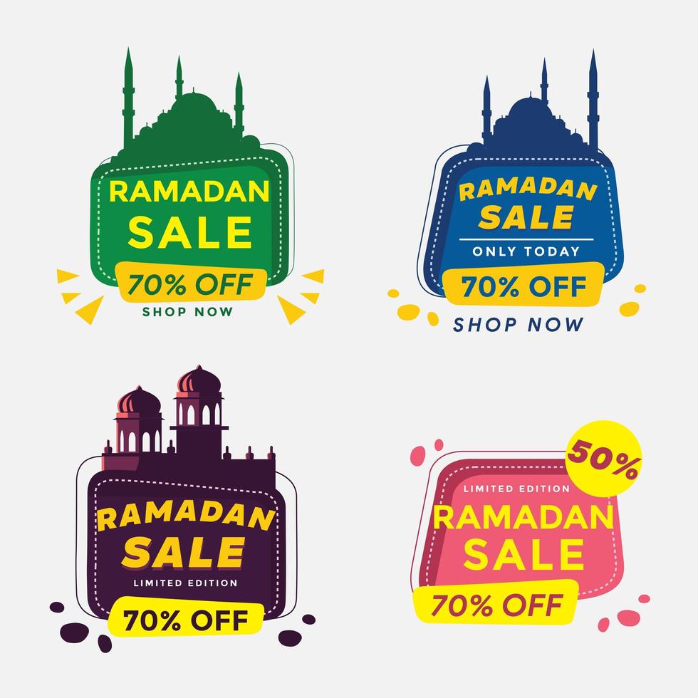 set Ramadan Kareem Sale Design Vector Suitable for Greeting Card, Poster and Discount voucher for your brand.