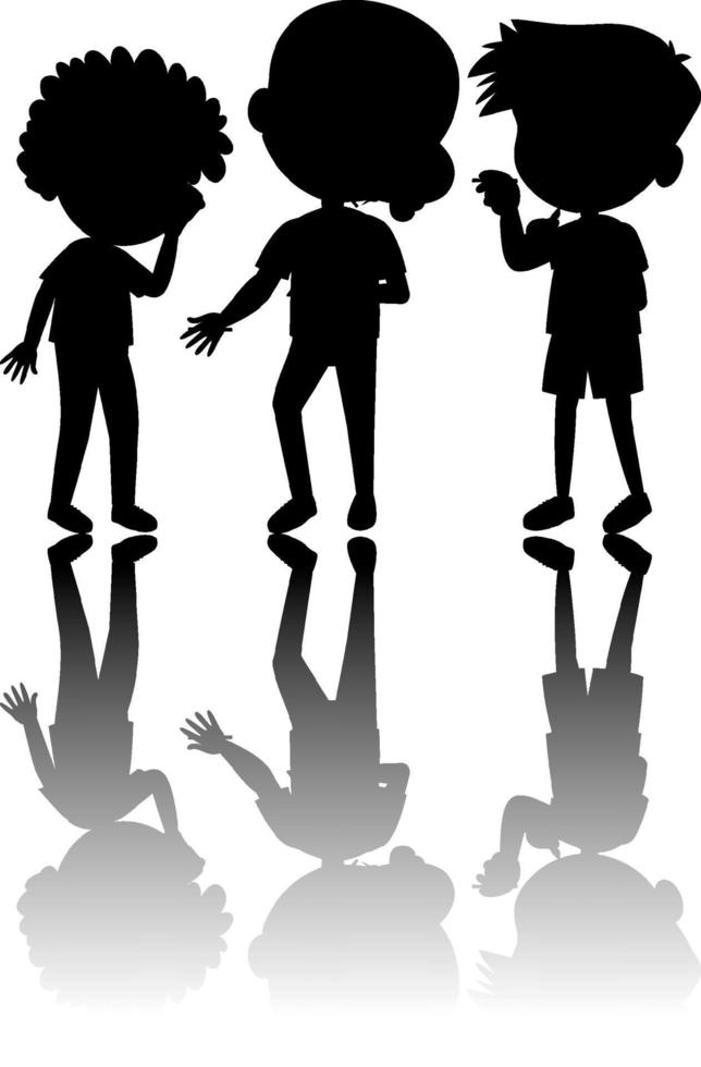 Set of kids silhouette with shadow vector