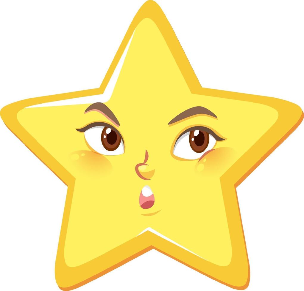 Star cartoon character with rolling eyes face expression on white background vector