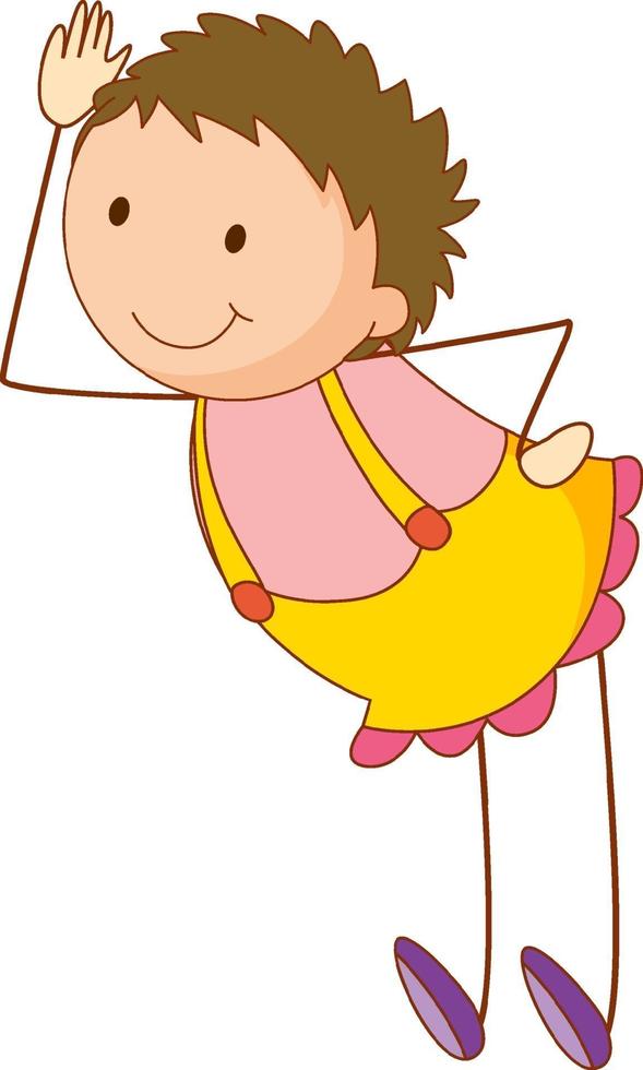 Cute girl cartoon character in hand drawn doodle style isolated vector