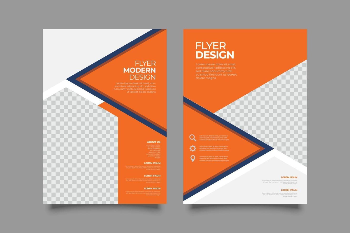 Orange corporate flyer template with geometric shapes vector