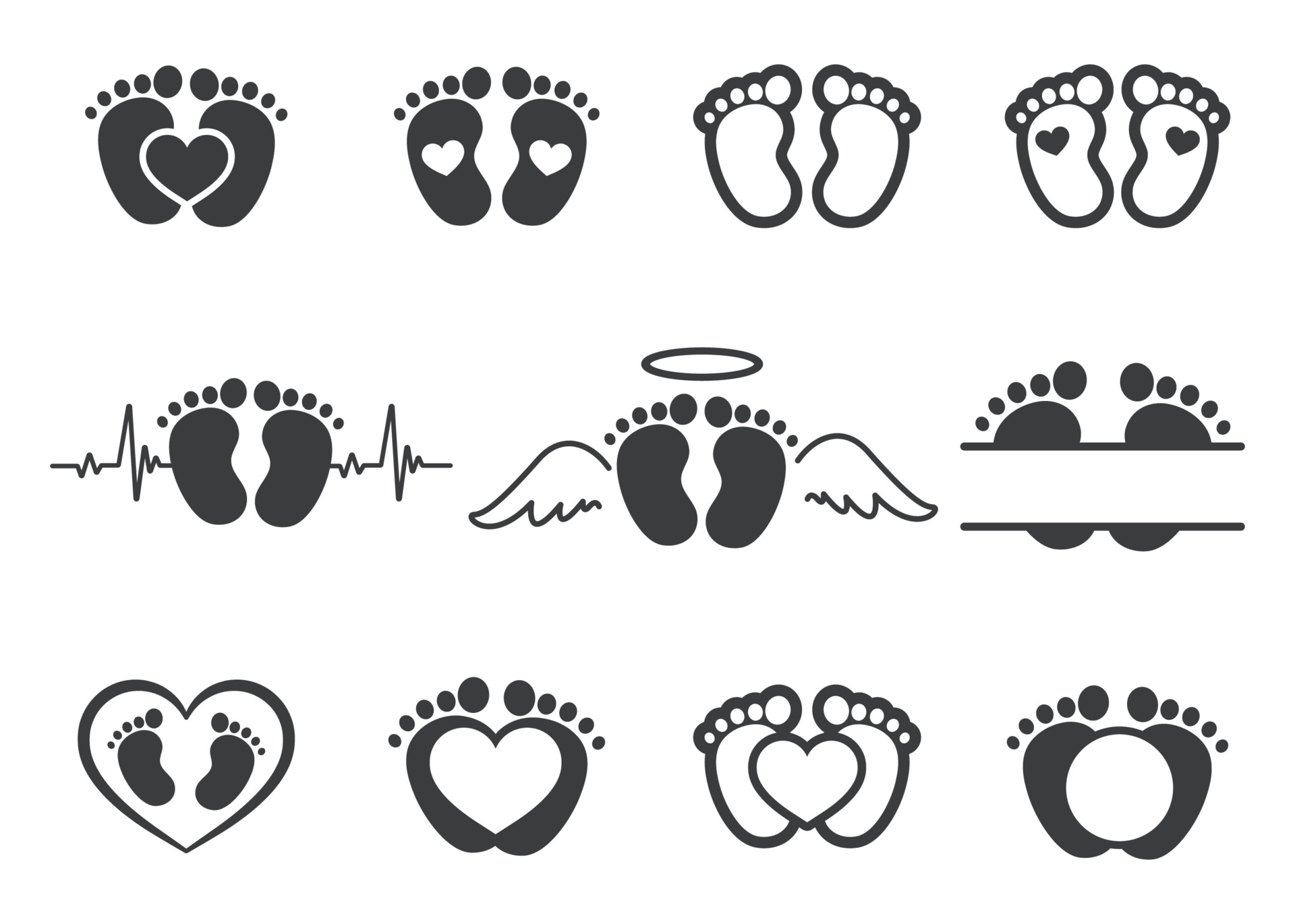 Diseño Vectorial De Huellas De Bebés Recién Nacidos Con Forma De Corazón  Deje Espacio Para Agregar Texto. Ilustraciones svg, vectoriales, clip art  vectorizado libre de derechos. Image 183161176