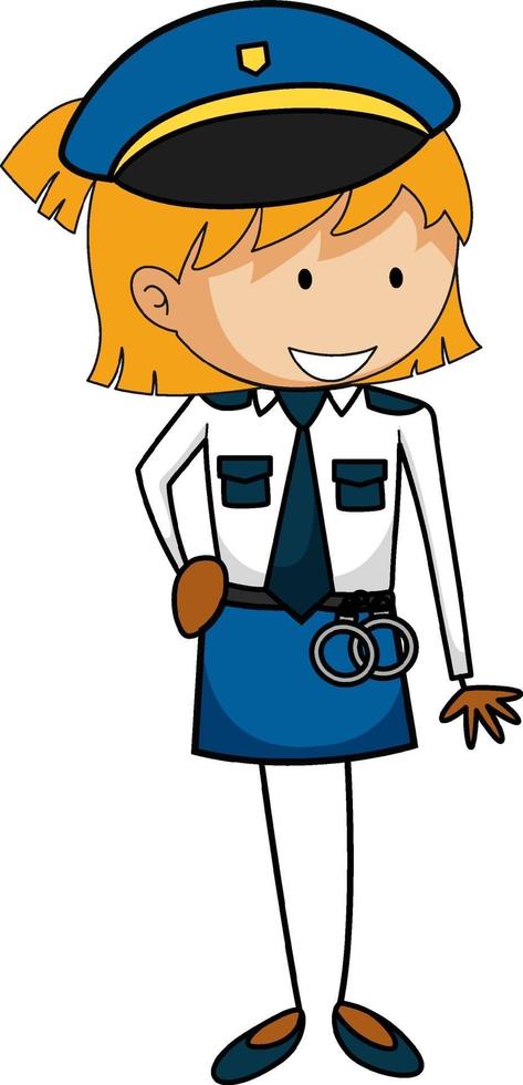 un oficial de policía doodle personaje de dibujos animados aislado vector