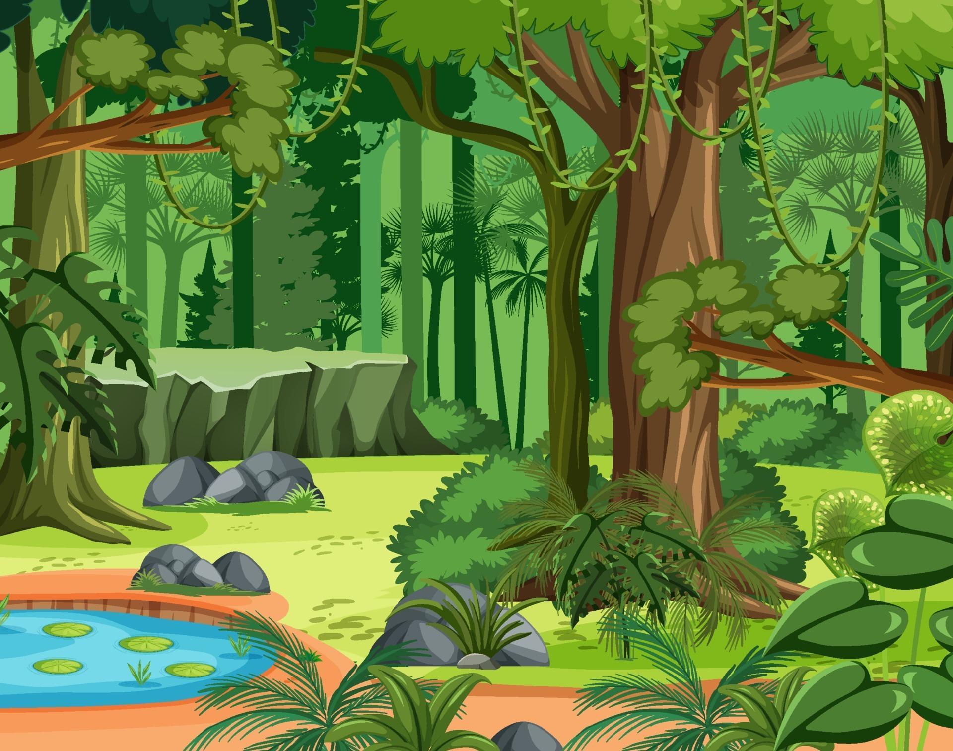 Jungle scene with liana and many trees 2203263 Vector Art at Vecteezy