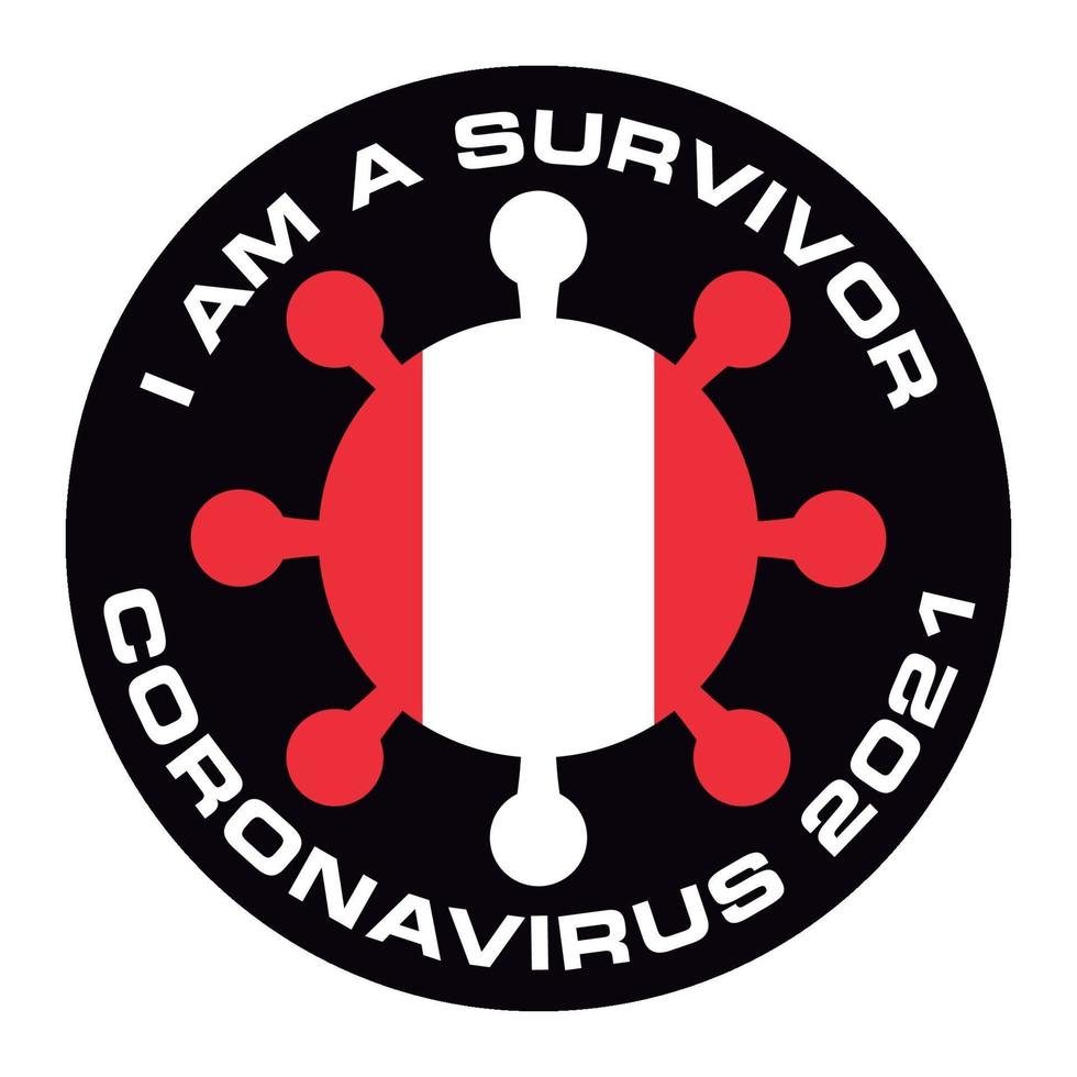 I am survivor coronavirus 2021 peru flag sticker vector