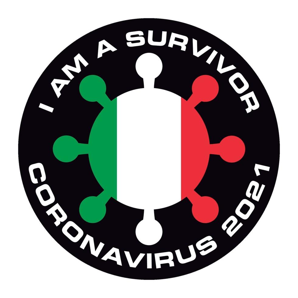 I am survivor coronavirus 2021 Italy flag sticker vector