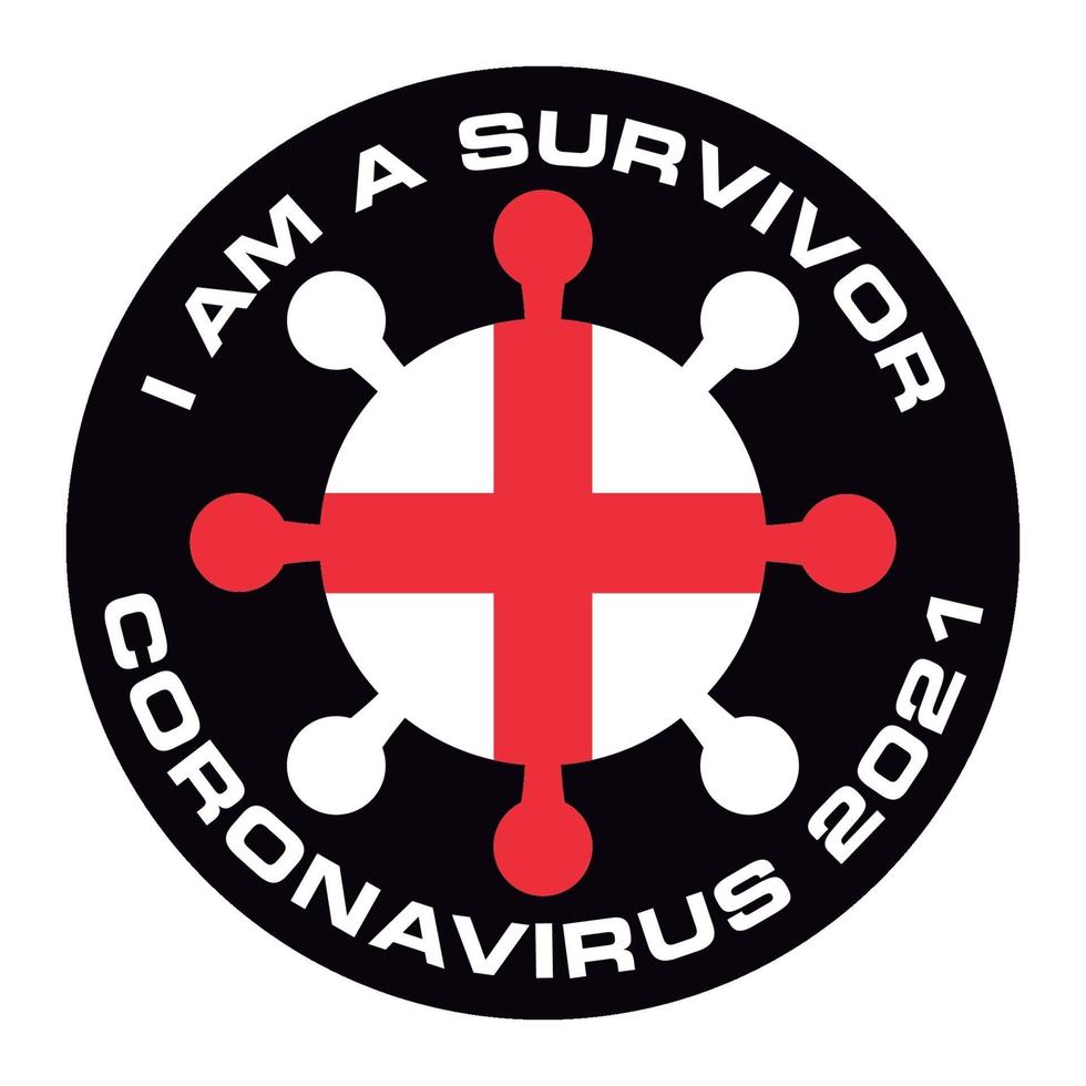 I am survivor coronavirus 2021 England flag sticker vector