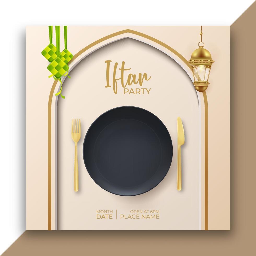 iftar party banner template. editable social media post for promotion, celebration. vector