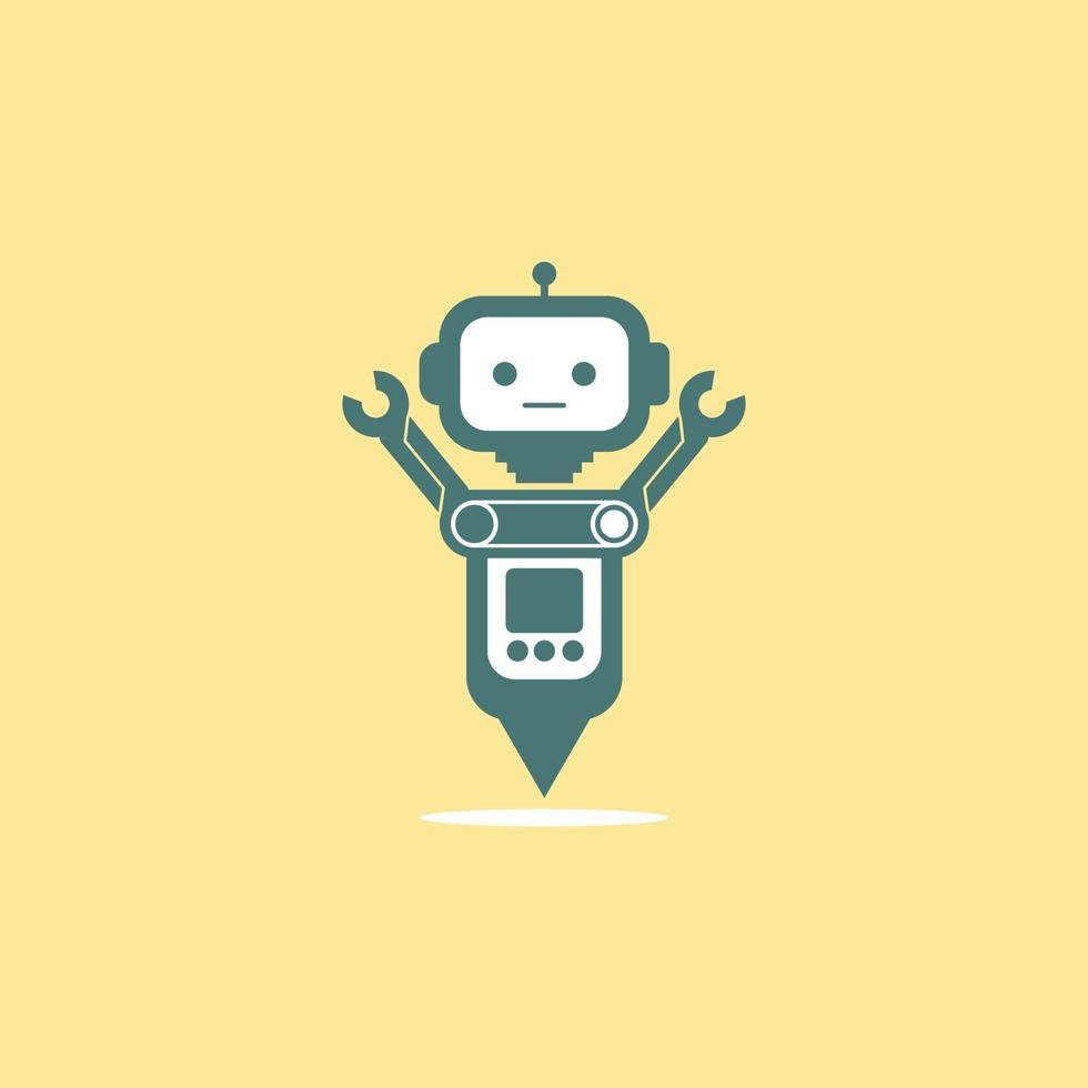 metal robot flat illustration vector image