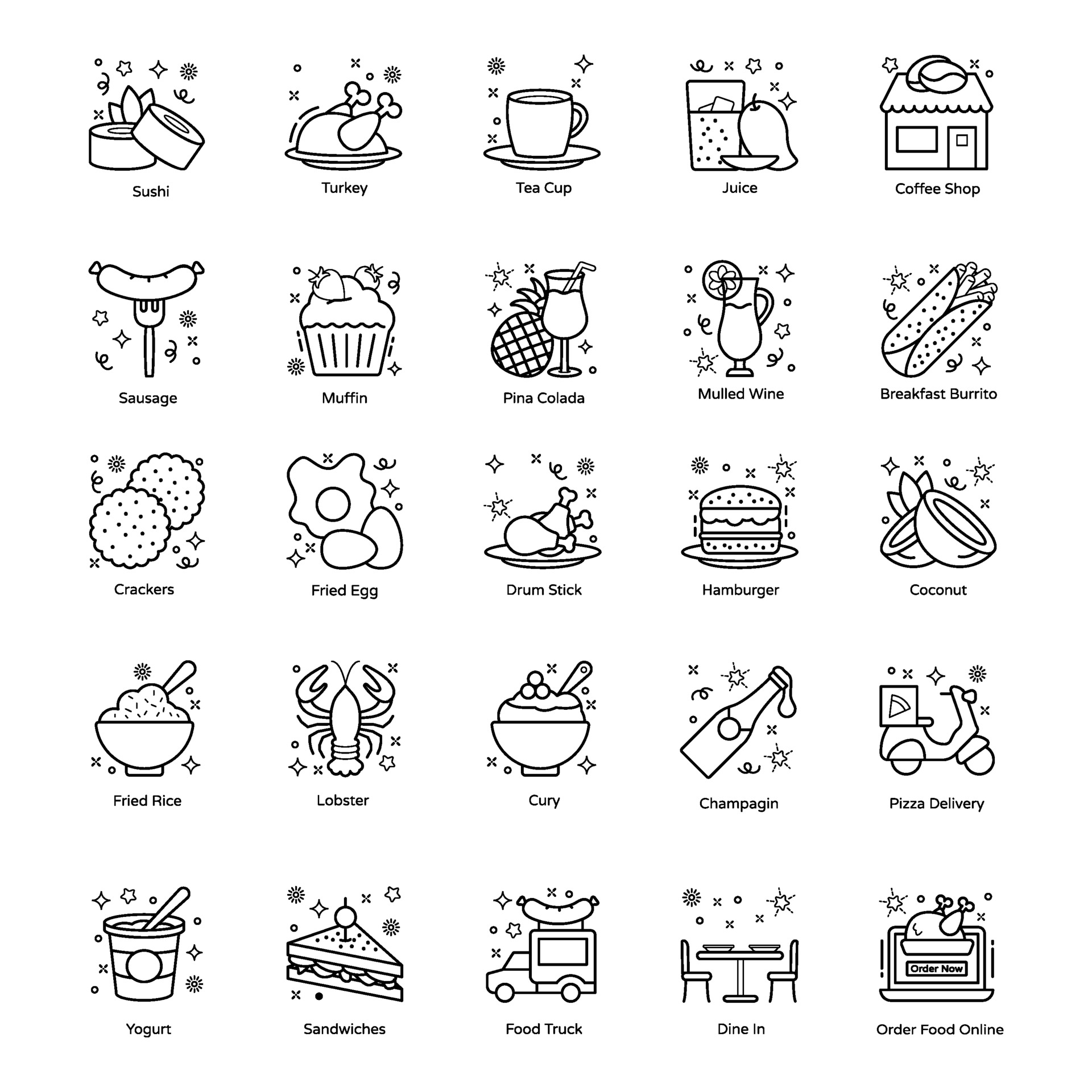Food And Drinks Items 2203457 Vector Art At Vecteezy