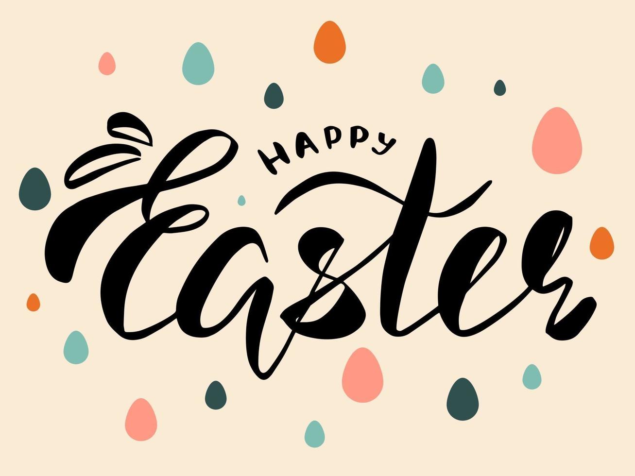 Happy easter lettering. Greeteng card. vector