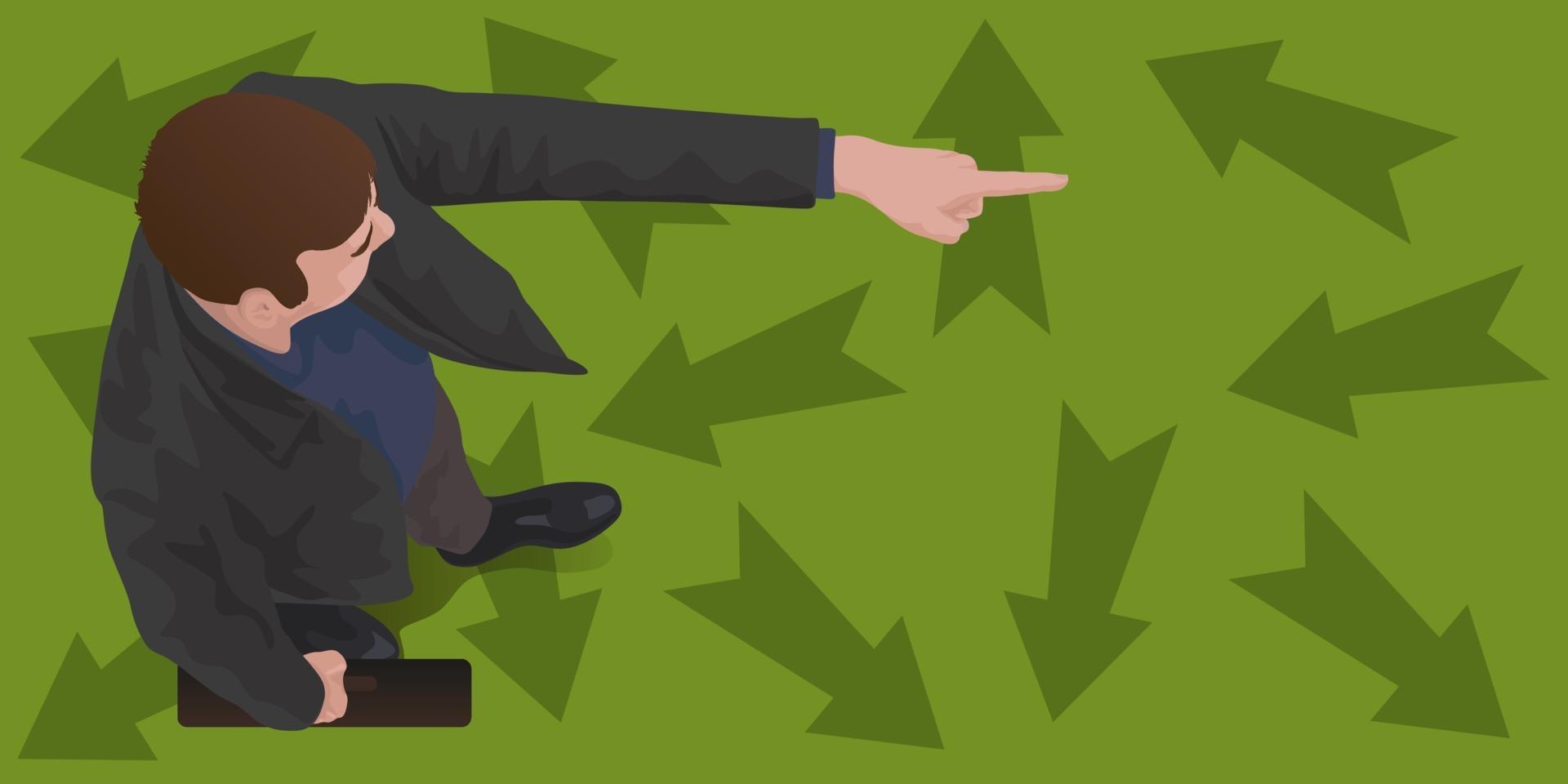 Visionary Leader Points in New Direction vector