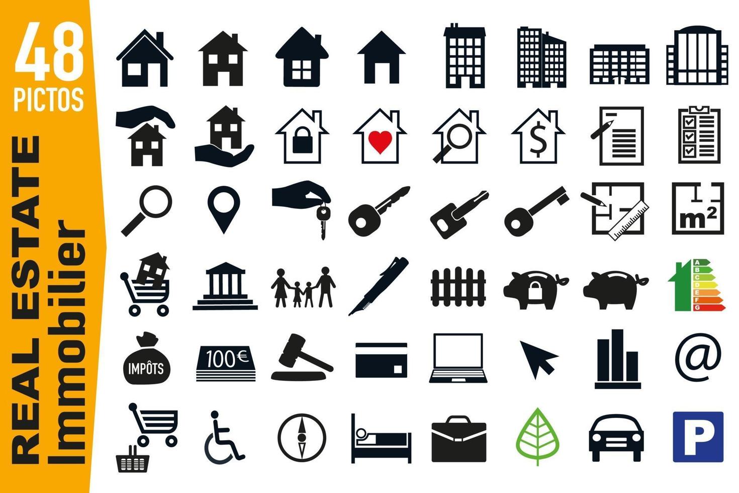 pictogramas de señalización para la industria inmobiliaria vector