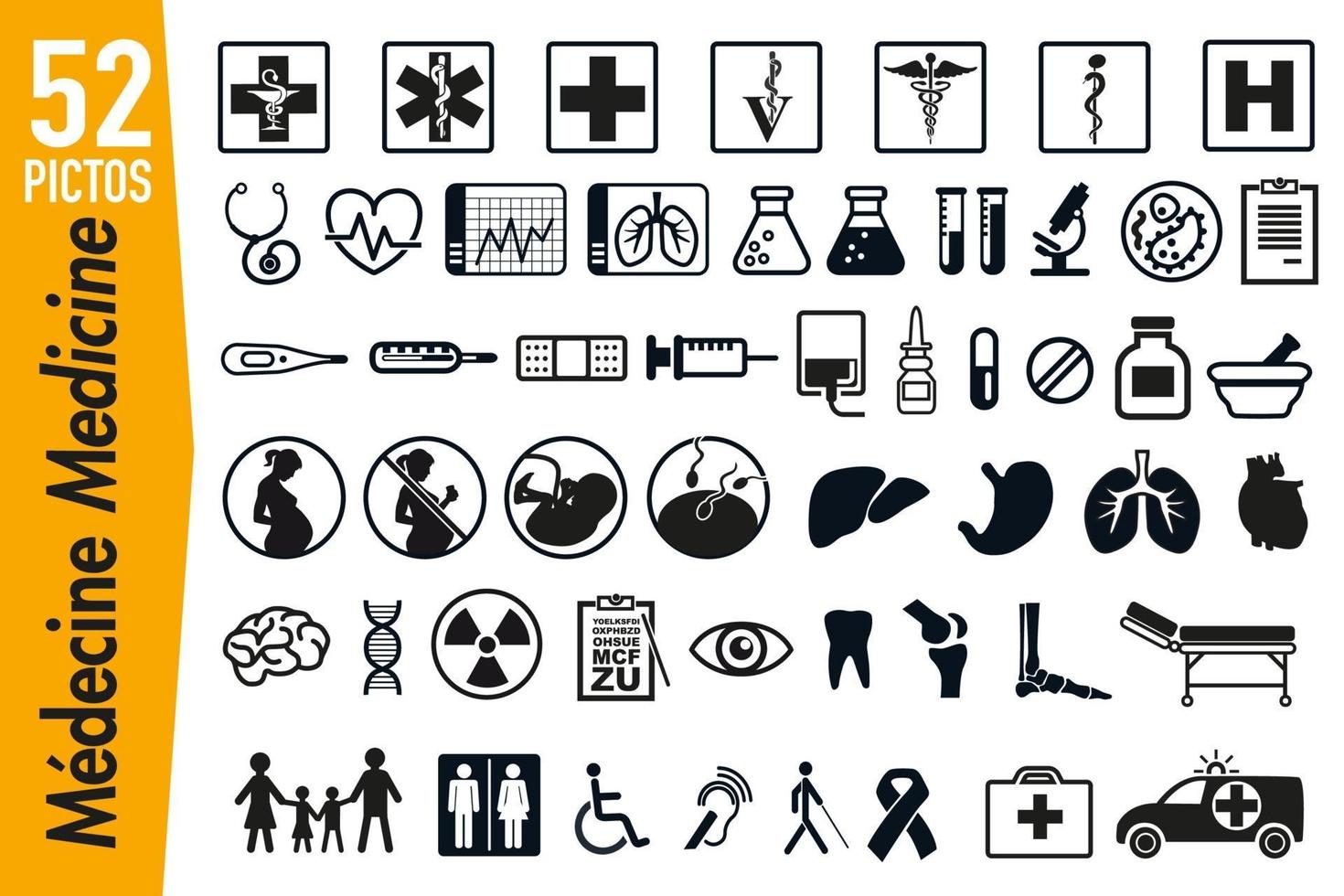 Signage Pictograms for Medicine and Health vector