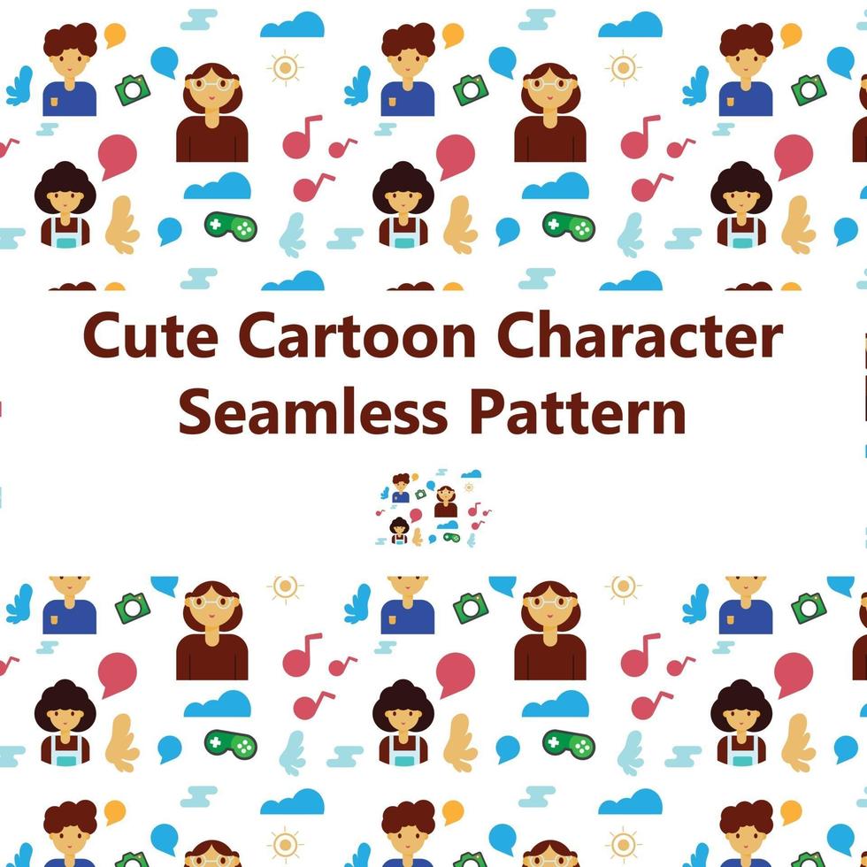 cute cartoon character pattern. Perfect for crafts projects, background, graphic design, scrapbooking and other vector