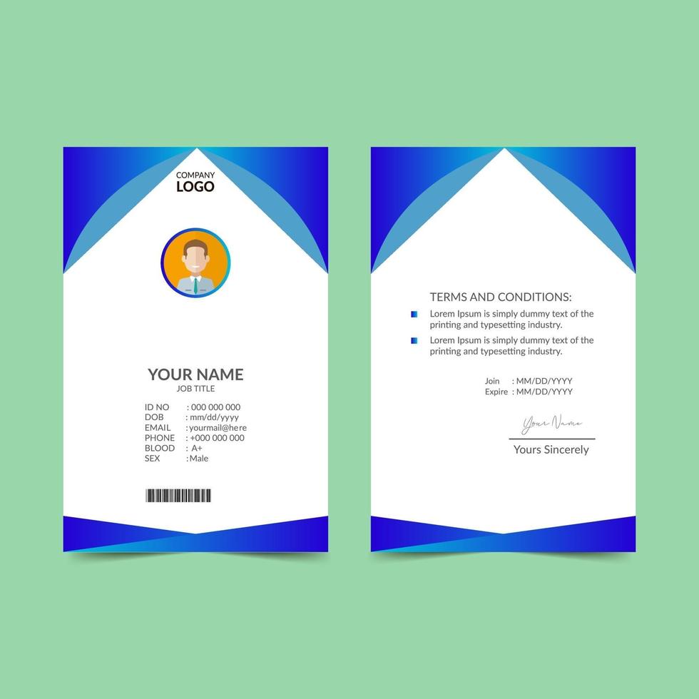 plantilla de diseño de tarjeta de identificación elegante azul vector
