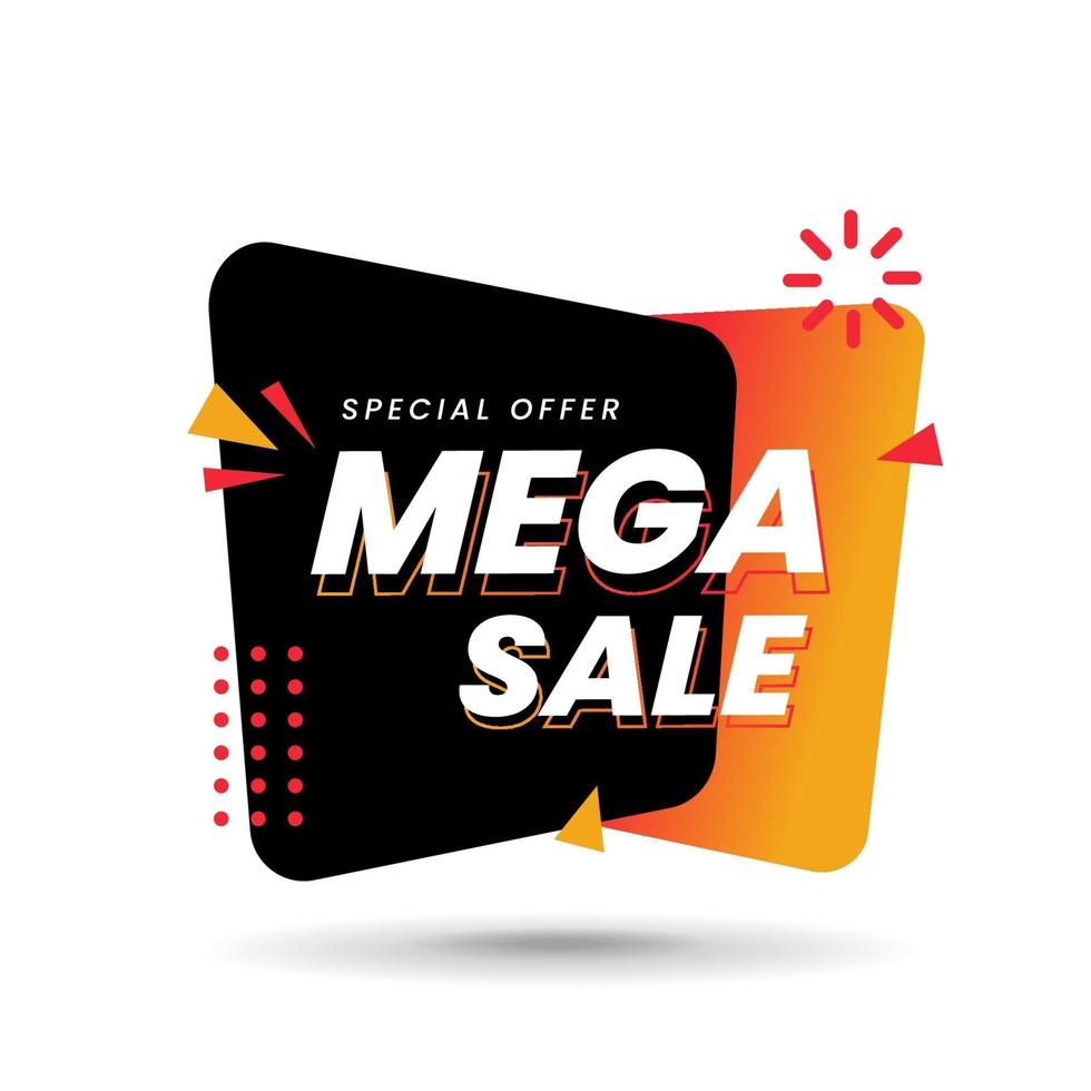 Mega sale label on white background, mega sale special offer banner, vector illustration