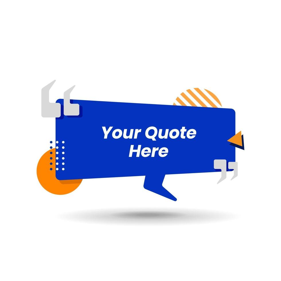 Quote bubble template, blue quote box, vector illustration