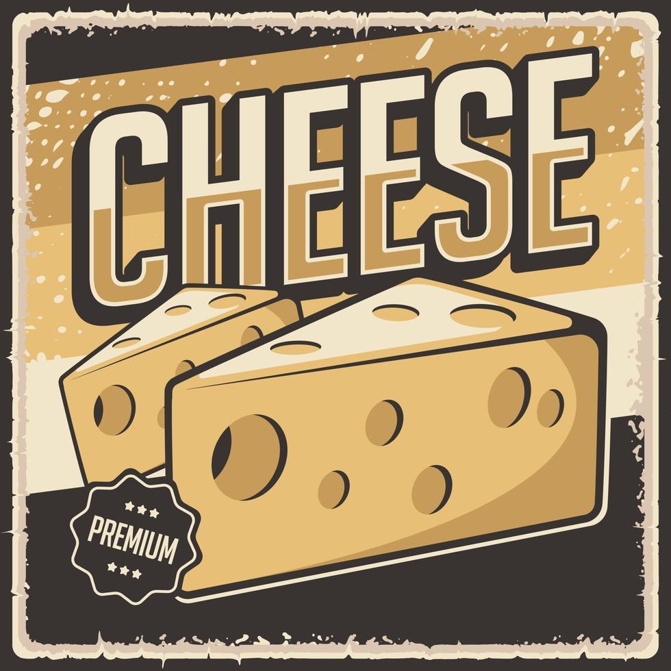 Retro Vintage Cheese Poster Sign vector