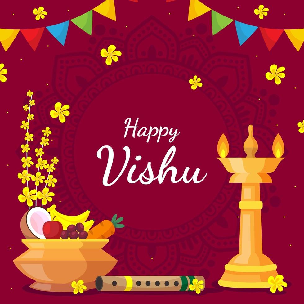 Vishu Background in Flat Design Style vector