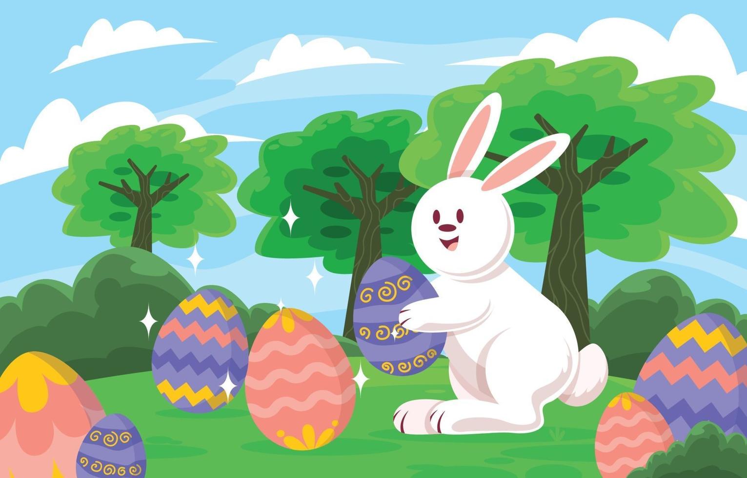 Easter Rabbit Holding Colorful Egg vector