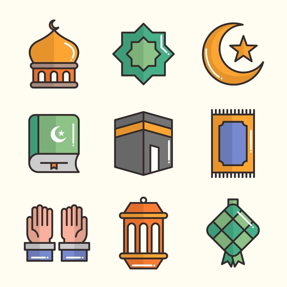 Eid Mubarak Icon Set vector
