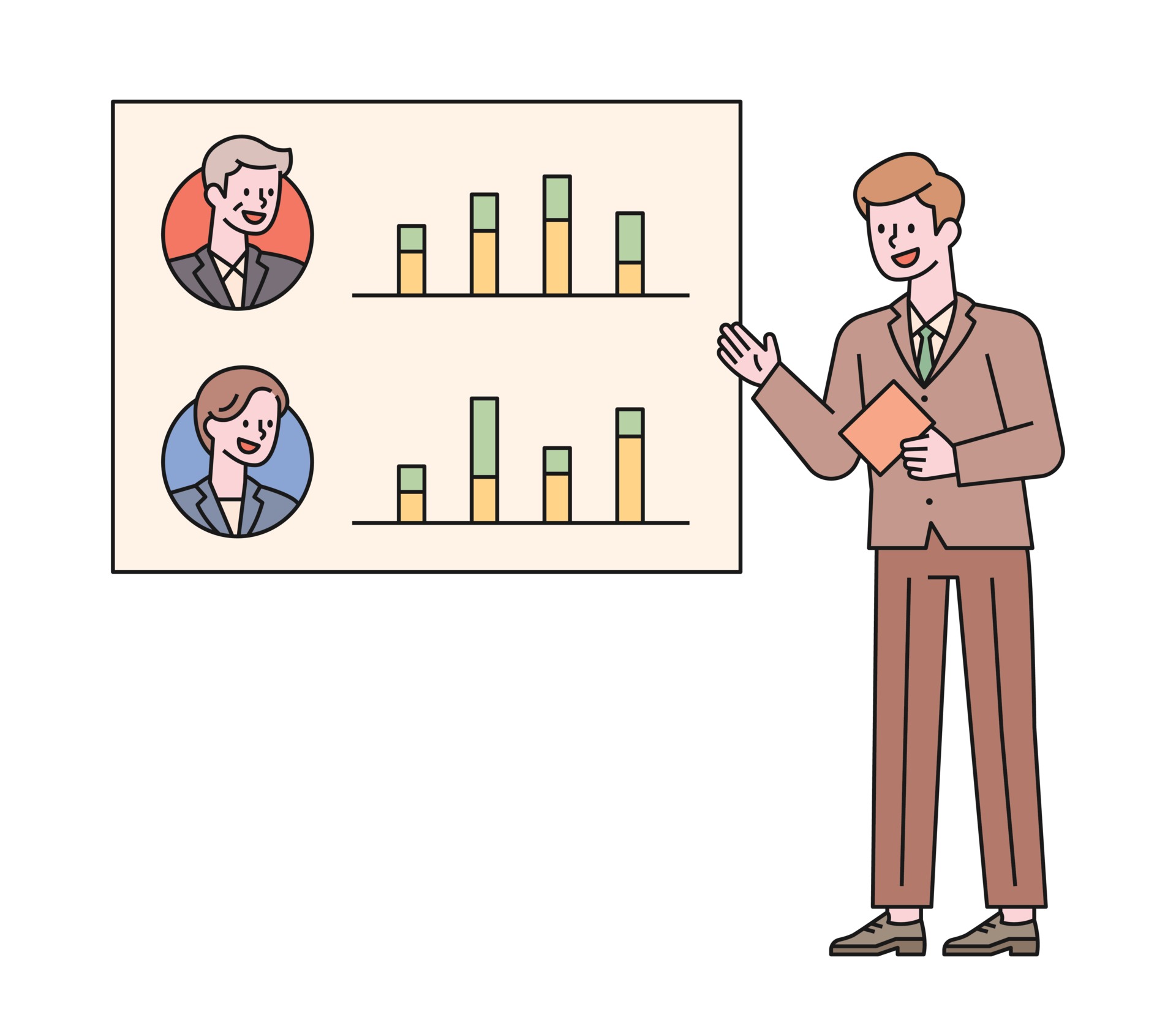 The moderator shows the candidate graph and relays. 2203743 Vector Art