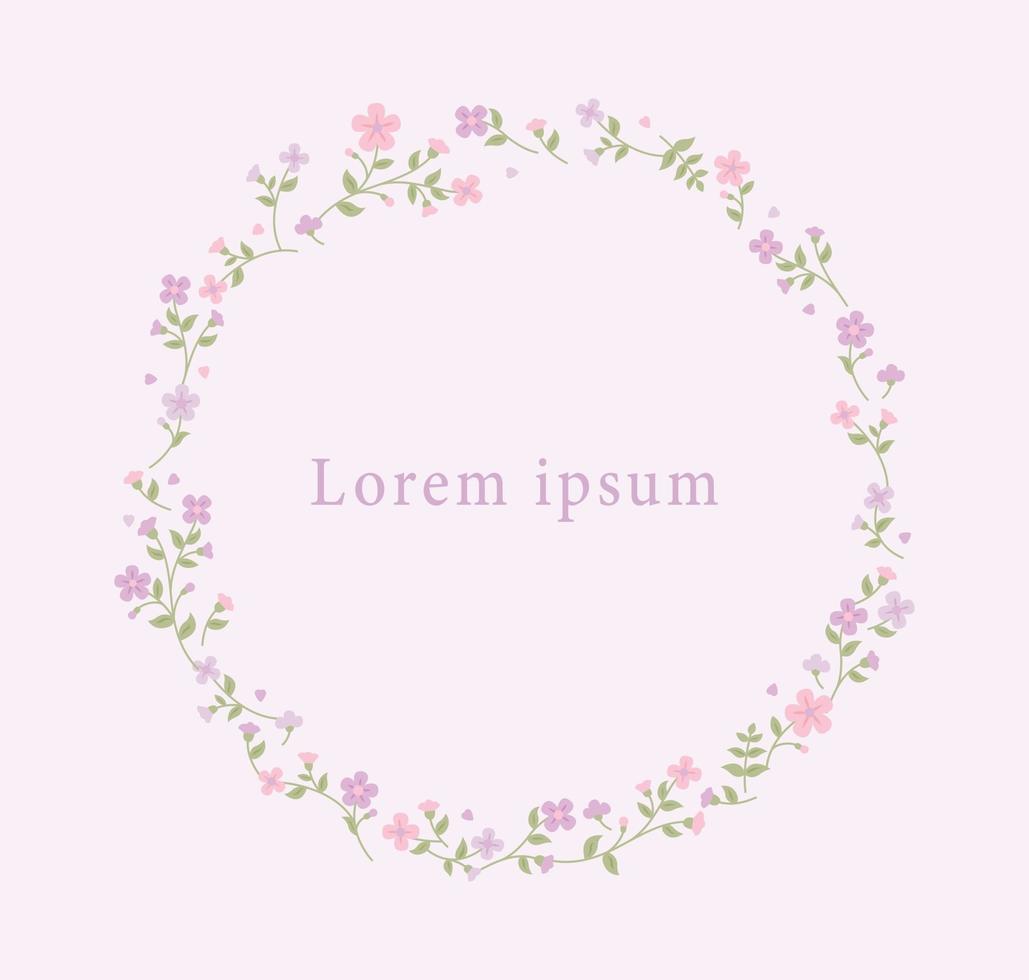 Card design with floral pattern in round frame. Simple pattern design template. vector