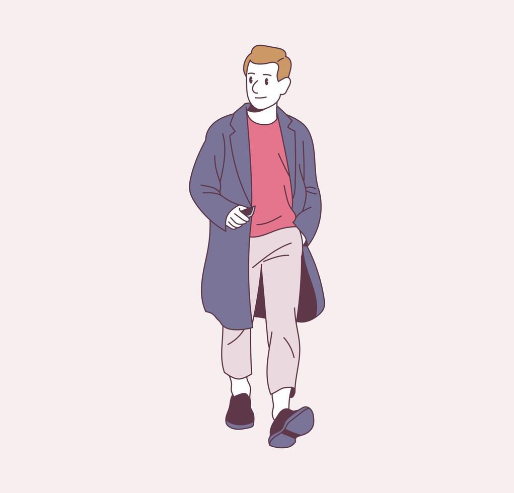 Stylish boy is walking vector