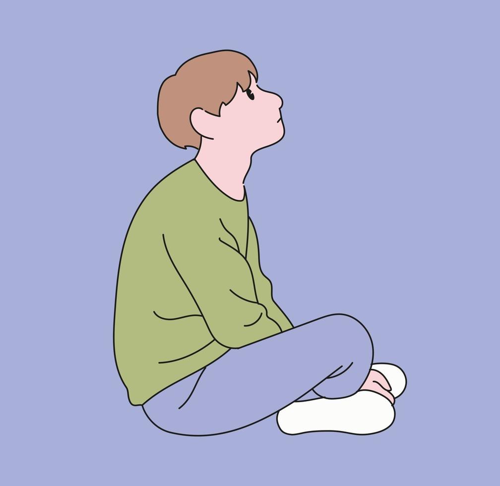 A boy is sitting vector