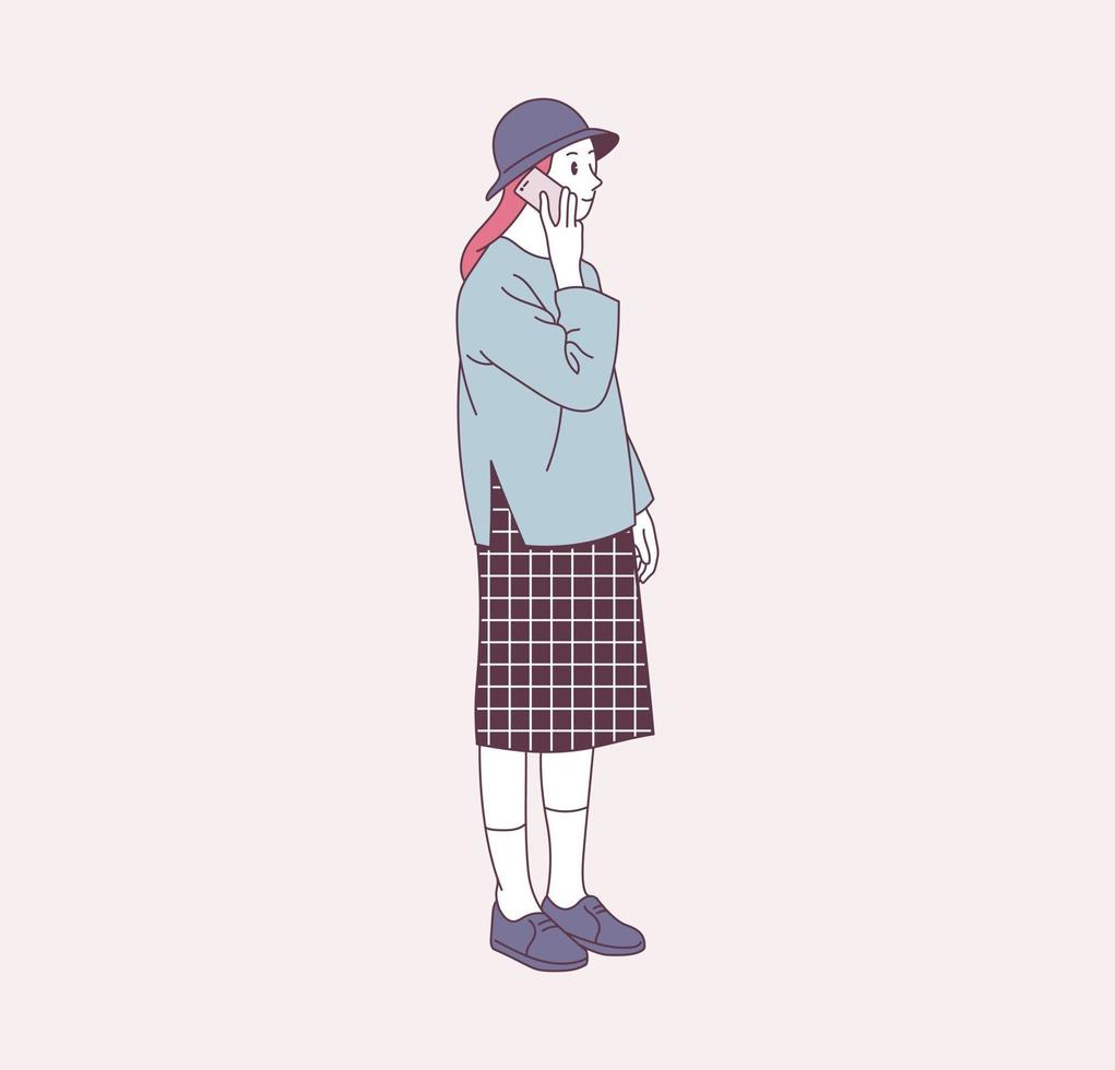 A stylish girl is standing vector