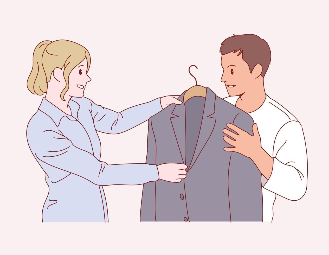 A man and a woman are shopping vector